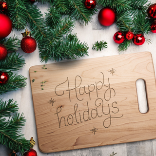 Happy Holidays Drawing Charcuterie Cutting Board